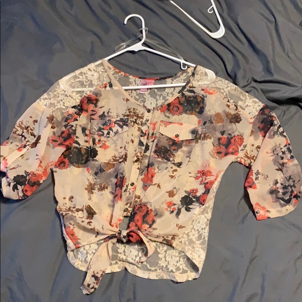 Dolled up by F.A.N.G. Tie Front Blouse
